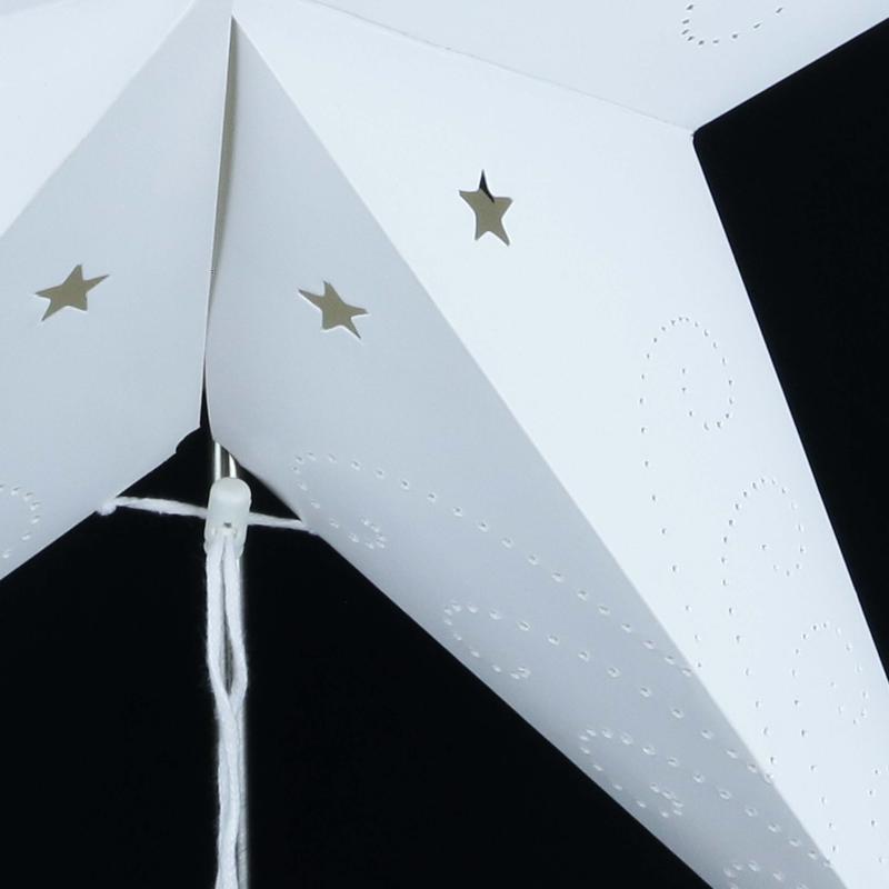 Shanti Weiß - Faltbarer Leuchtstern, Weihnachtsstern aus Papier mit 9 Zacken, 60 cm